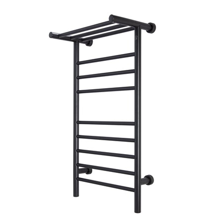Warmlyyours Summit Towel Warmer, Black, Dual Connection, 8 Bars & Heated 3-Bar Shelf TW-SUM08KS-HP